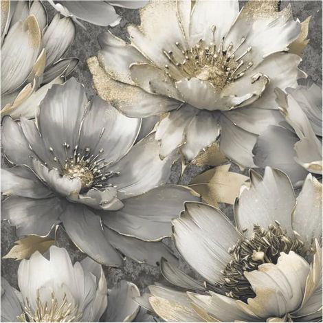 Muriva Aminah Floral Charcoal Gold Wallpaper Paste The Paper Heavyweight