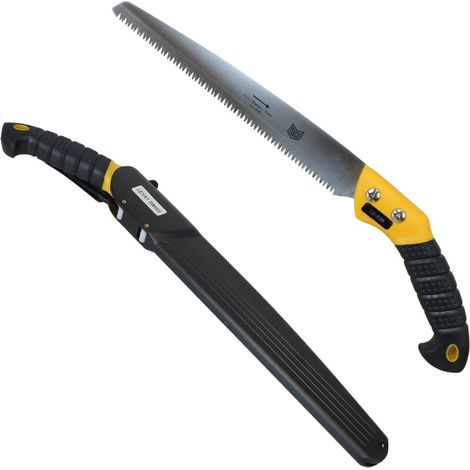Scie à main multi usage à coupe tirante - Lame 28 cm - Jaune et noire - Linxor (1/4)