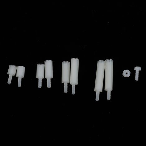 Kit d'assortiment de 140 vis à tête ronde en nylon M2, écrou hexagonal, entretoise mâle/femelle (blanc) (1/5)
