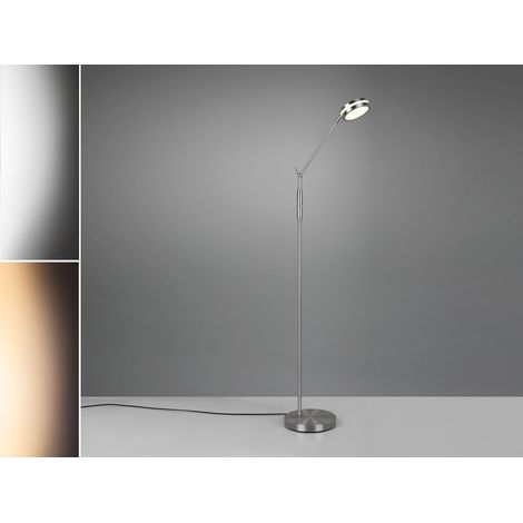 Dimmbare LED Stehleuchte FRANKLIN schwenkbar, Höhe 133cm, Silber (1/5)