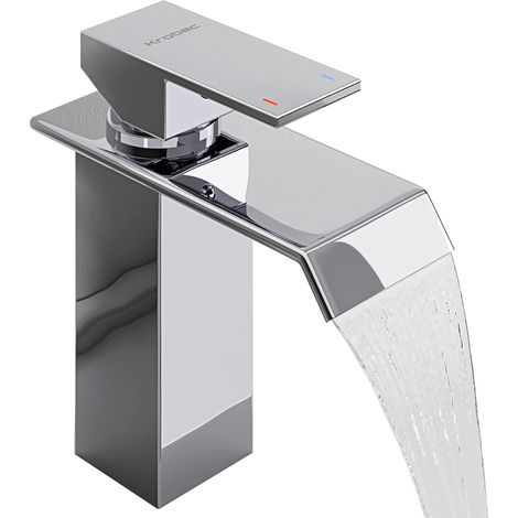 Basin faucet waterfall effect mixer Cold and hot water Modern style High height (1/5)