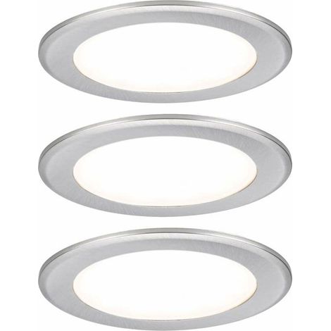 Paulmann LED Möbel-Einbauleuchte eisen gebürstet Ø 6,5 cm warmweiß 3er Set Deckenlampen (1/3)