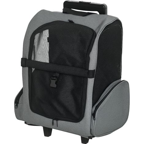 Sac à Dos de Transport pour Chiens, avec Chariot 2 en 1 jusqu'à , Chiots, en Maille entièrement ventilée, conçu pour Le Voyage, la randonnée, Une Utilisation en extérieur (Gris) (1/5)