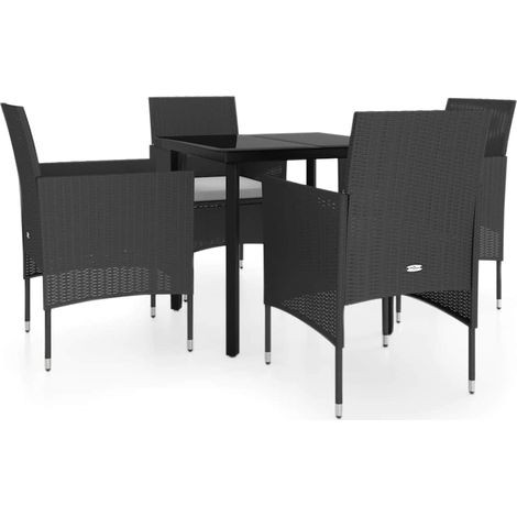 Maison Exclusive - 5-tlg. Garten-Essgruppe mit Kissen Schwarz (1/5)