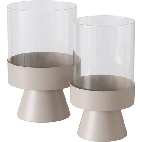 Kerzenhalter aus Glas PALLAS, Metallständer, 2er-Set