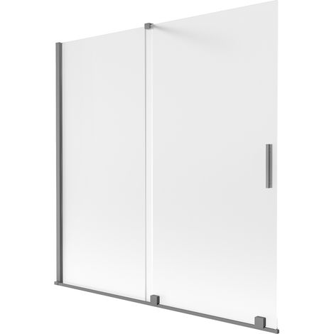 Mexen Velar Badewannenabtrennung 2-flügelig schiebbar 160 x 150 cm, mattiert, Gun Metal - 896-160-000-31-95 (1/2)