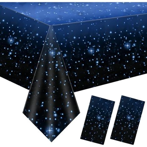 2PCS Nappe à Ciel Etoilé, 137x274cm Rectangulaire Nappe, Nappes de Fête, Nappe Imperméable Plastique Anniversaire, Nappe Réutilisable de Romantique Thème du Ciel Etoilé Cuisine Fête Pique-Nique (1/5)