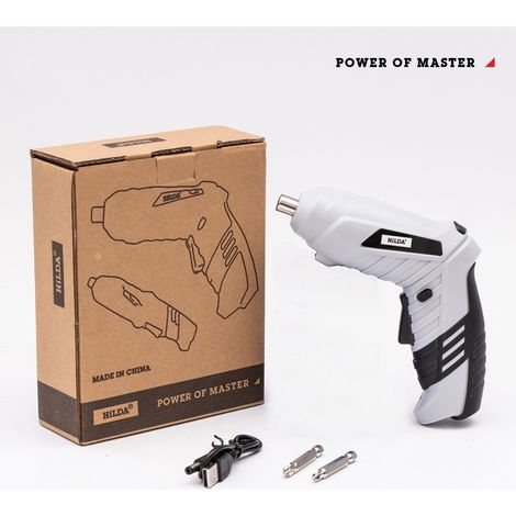Tournevis électrique sans fil pliable USB‑C, blanc 0,37 kg, mini outil bricolage compact, montage meuble étudiant, réparation domestique (1/3)