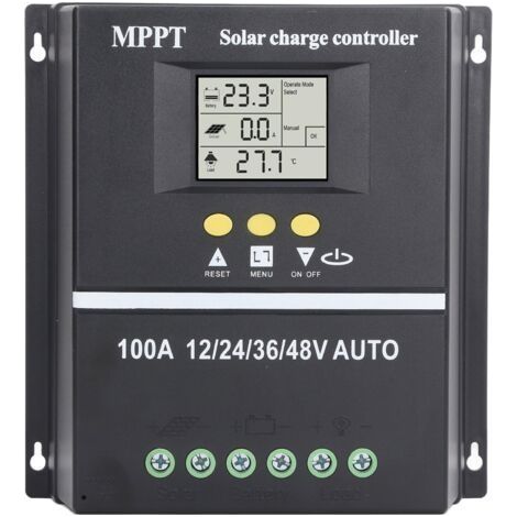 Régulateur de charge solaire MPPT 100A Double port USB Écran LCD rétroéclairé Entrée max 100V DC Compatible plomb/acide et lithium (1/5)