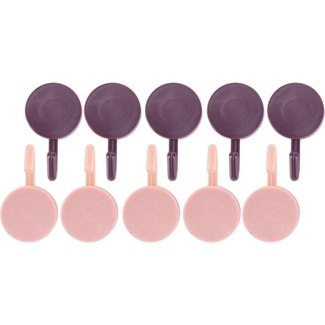 Lot de 10 Crochets Ronds Muraux Sans Percage, Fixation Solide Stable, Accroches Non Traçantes Rose et Violet (1/5)