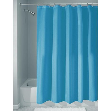 Rideau de douche tissu imperméable, 183,0 cm x 183,0 cm rideau douche en polyester, rideau textile lavable ourlet renforcé, bleu azur (1/5)