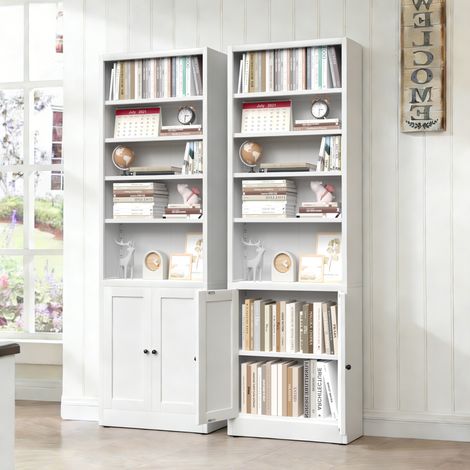 Étagère métallique blanche à 5 étagères réglables et porte, 180 x 60 x 23,6 cm (1/5)