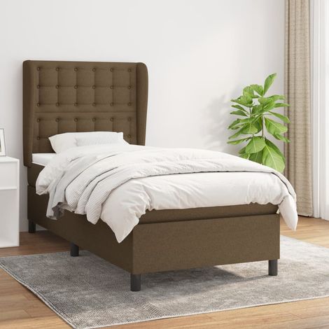 Boxspringbett mit Matratze Dunkelbraun 90x200 cm Stoff