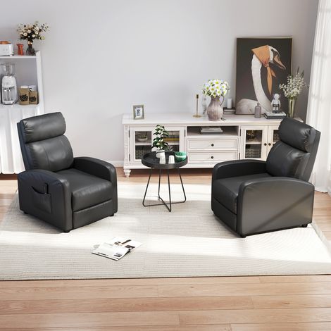 Sillón de Masaje Reclinable con Mando a Distancia Bolsillo Lateral y Temporizador Tapizado en PU 68x88x98 cm Negro (1/5)