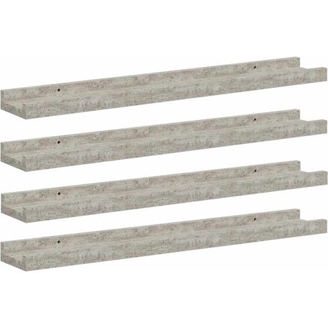 Mensole da Parete Scaffale da parete Ripiano a Parete 4 pz Grigio Cemento 60x9x3 cm (1/5)