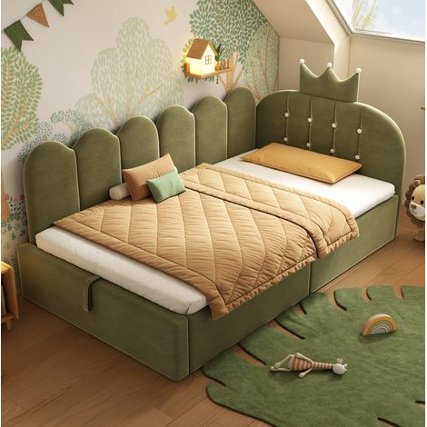 Cama dormitorio tapizada en terciopelo con almacenaje OKMYHOME (1/5)