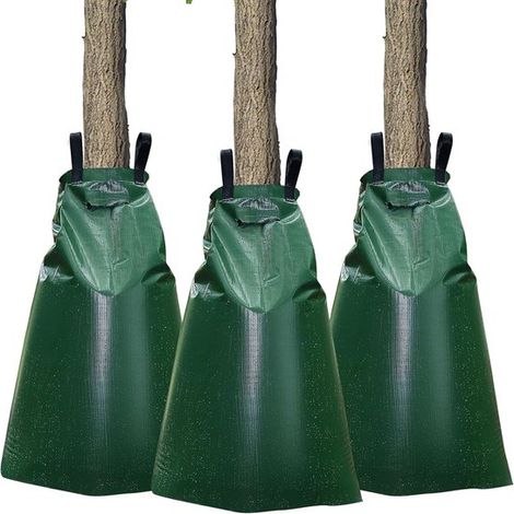 Sacs d'arrosage (lot de 3) – 75 L chacun – Système d'irrigation pour arbres – Sacs d'eau pour arbres – PVC résistant aux UV et aux intempéries – Vert