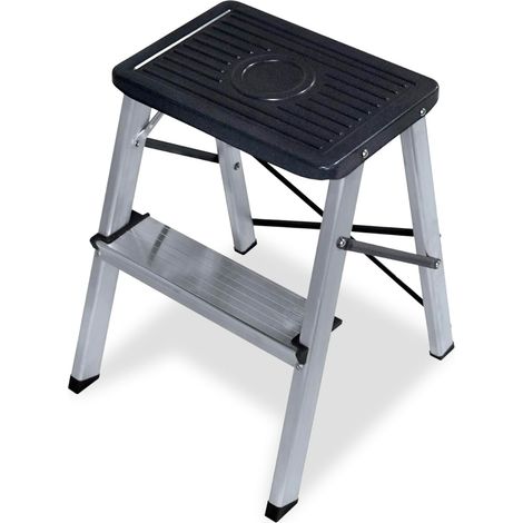 Petite échelle à 2 marches Pliable Tabouret avec marches antidérapantes Poids Maximum 150 kg Aluminium (1/5)