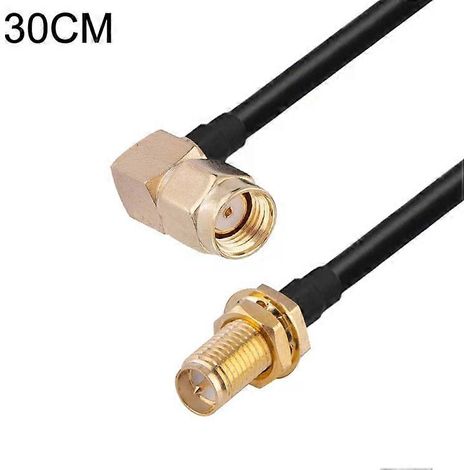 Câble adaptateur coudé RP-SMA - 30 cm RG174 coaxial RF, mâle vers femelle (1/3)