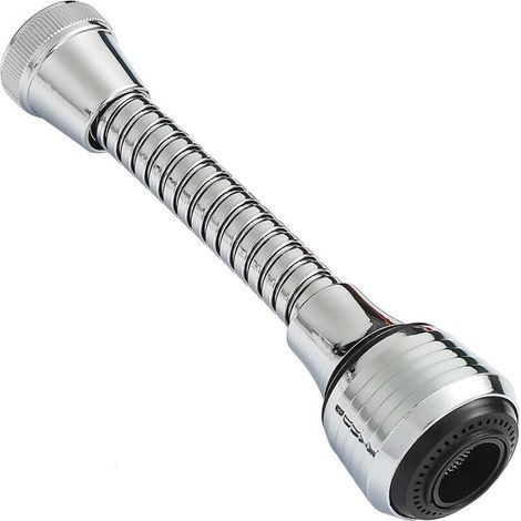 Aeratore per rubinetto da cucina flessibile a 360°, prolunga in ABS cromato lucido (1/4)