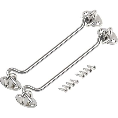 Deux loquets à œillet, crochets de porte en acier inoxydable, loquets à œillet, crochets de verrouillage de porte de grange et loquets à œillet (8 pouces) pour portes et fenêtres.