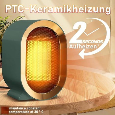 1 Radiateur électrique, chauffage ventilateur PTC 1200W, oscillation 65°, silencieux 30dB, pour chambre salon bureau (1/5)