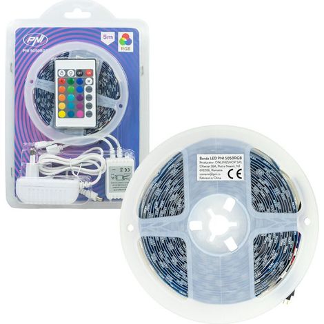 Bande LED - PNI - 5050RGB - 300 LED - Dimmable - 5 mètres - IP20 - Télécommande incluse (1/5)