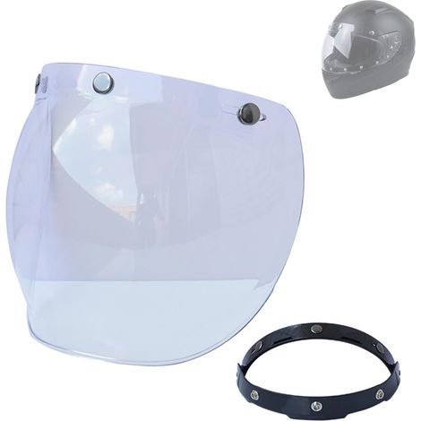 Visière à Bulles pour Moto, lentille de Pare-Brise avec Support Rabattable pour Casques à 3 Boutons-Pression, Jaune, Beige foncé, Transparent, Multicolore, Argent (Transparent) (1/5)