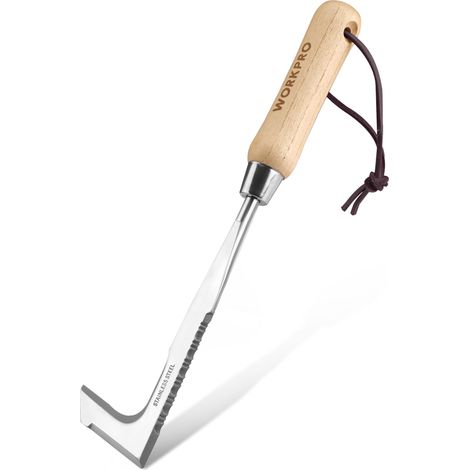WORKPRO Couteau Désherbeur Fissure avec Manche en Bois, Désherbeur à Bord Dentelé, Désherbeur pour Enlever Mousse et Mauvaises Herbes, Outil de Jardin de Désherbage Manuel (1/5)