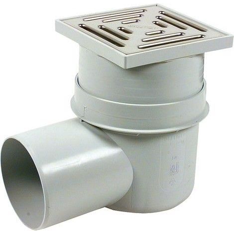 Siphon de cave 150 x 150 mm horizontal DN110 grille inox (1/2)