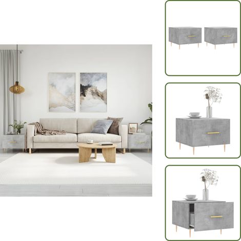 The Living Store Couchtische 2 Stk. Betongrau 50x50x40 cm Holzwerkstoff - Elegante Couchtische - Wohnzimmerstil - Holzwerkstoff Möbel - Couchtisch Set - Beistelltisch Mit Schublade (1/5)