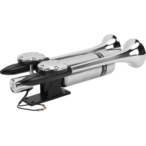 300 dB pneumatische Hupe aus Chrom-Zink-Legierung, leistungsstarke Doppelhupe für LKW, SUV, Wohnmobil, Boot, Zug, Motorrad, 12V/24V DC. (1/5)