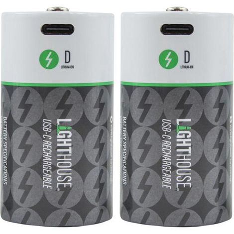 Lighthouse D USB-C Rechargeable Li-Ion Battery Pack of 2 (1/2)