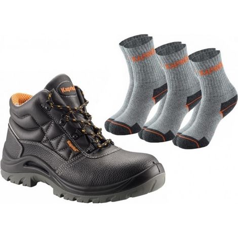 Chaussures de sécurité hautes HORNET noir + 3 paires de chaussettes KAPRIOL - Pointure: 43