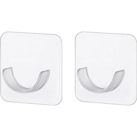 Support mural pour tringle à rideau de douche, sans perçage - Support transparent pour tringles de 1,5 à 2,2 cm - Plastique robuste - Lot de 2 - Salle de bain et cuisine (1/5)