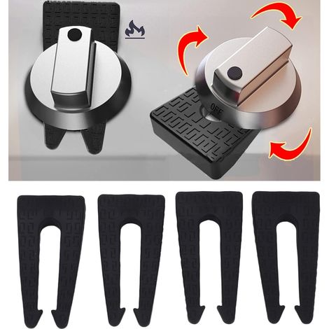 Verrou de sécurité pour bouton de cuisinière à gaz afin de protéger les enfants et les animaux domestiques cache-bouton de sécurité enfant pour bouton de four (lot de 4, noir) (1/5)