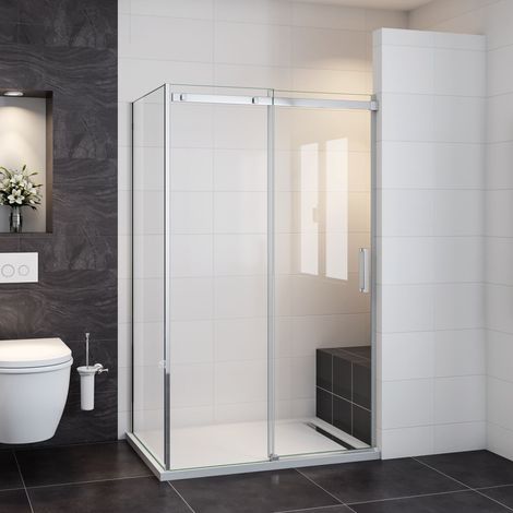 Schiebetüren:120cm+Seitenwand:90cm Duschkabine Duschwand 8mm Nano ESG Glasdusche Schiebetür Duschwand (1/5)