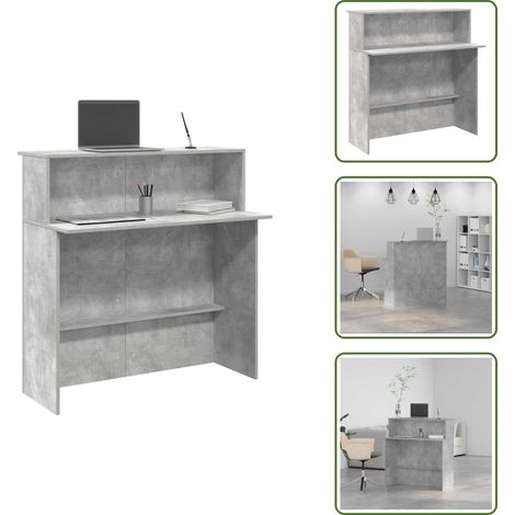 Design reception - vidaXL Banco Reception Grigio Cemento 100x50x103,5cm Legno Multistrato - Bancone in truciolato