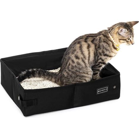 Bac à litière pliable pour chat - 3 tailles - Tissu Oxford 600D imperméable - Portable et lavable - Idéal pour les voyages, la maison et la voiture (1/5)