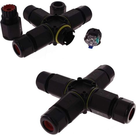 2 Connettori Giunta X IP68 Senza Viti 3 Posti per Cavo Elettrico 6 12mm 122x30mm
