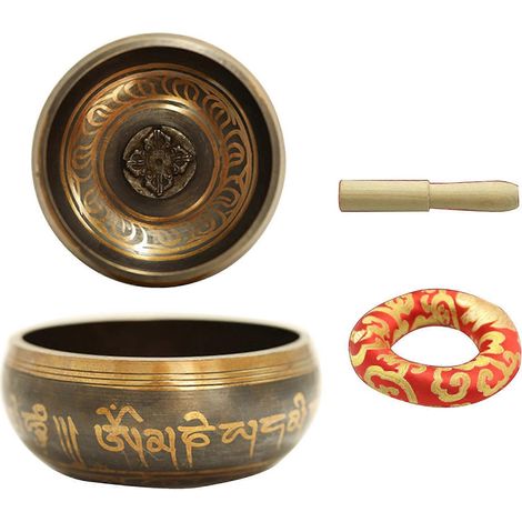 Set Buddha-Klangschale aus Kupfer, korrosionsbeständig, für Yoga und Meditation