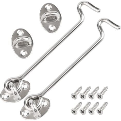 Loquet de cabine 2 pièces avec vis de montage pour fenêtre, porte de grange, abri de jardin, garage (15 cm) Argent (1/5)