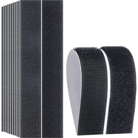Velcro auto-adhésif, 50 paires - Bandes adhésives résistantes pour literie, housses de canapé, rideaux, noir (1/5)