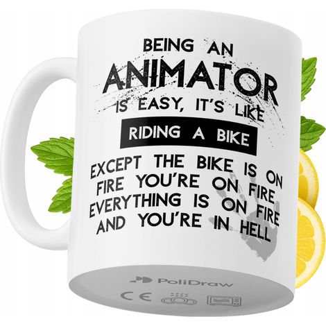 Mug humoristique pour animateur, avec un texte amusant et un design graphique original. Idéal pour les anniversaires, les fêtes et les occasions spéciales. Mug premium pour la maison, le bureau et le 