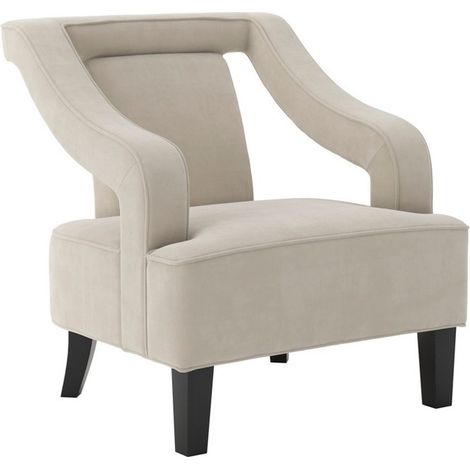 Sofia Chair - Velvet/Rubber Wood - L82 x W73 x H82 cm - Ivory/Black - Partially Assembled