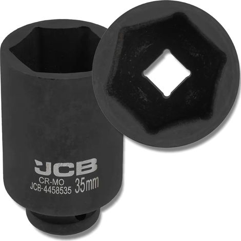 Chiave a bussola a impatto profondo JCB da 1/2" in acciaio Cr-Mo a 6 punte da 35 mm