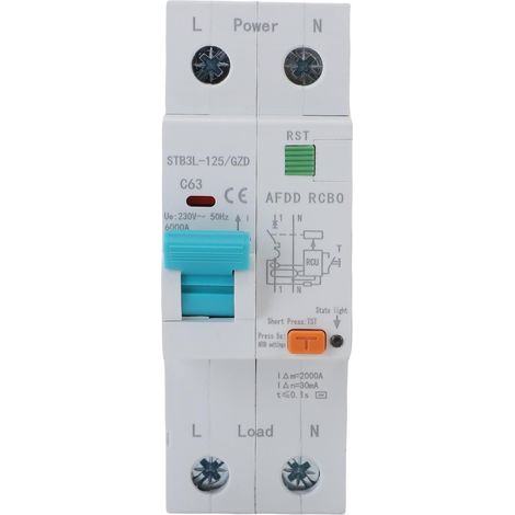 Disjoncteur de défaut d'arc 1P + N AFDD RCBO RCCB protecteur de fuite de surcharge Miniature 63A (1/5)
