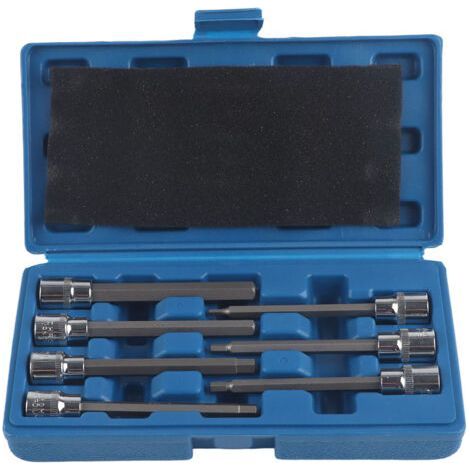 7 Piece Extra Long Hex Socket Set – Chrome Vanadium Steel – Sizes 3 to 10mm – For Automotive Repairs and DIY (1/5)