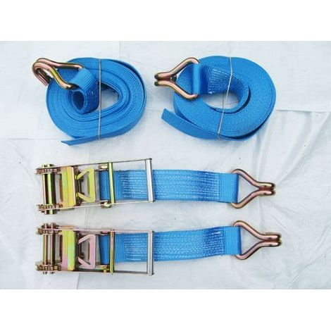 Ratchet Tie Down Straps 75MM 10T 12M X2 (Heavy Duty Lashing Ton Claw J Hook)