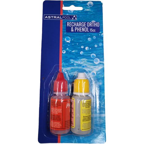 Astralpool – Recharge réactifs OTO et phénol rouge pour analyse chlore et pH piscine – 15 ml – Réactifs liquides pour trousse d'analyse (1/3)